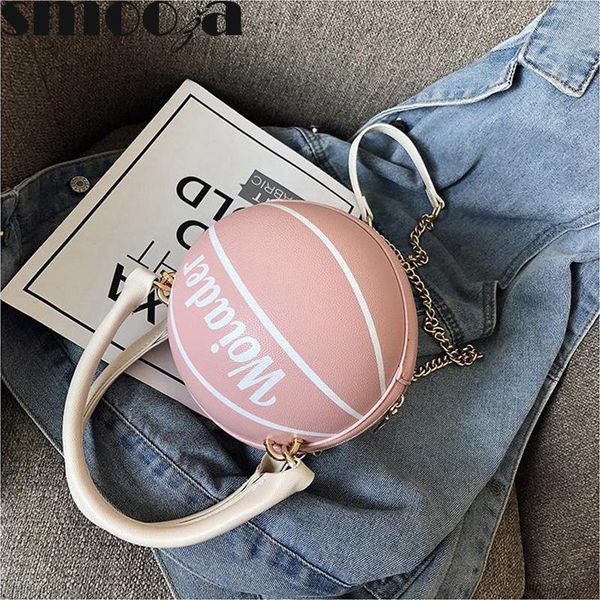 

smooza women fashion handbags basketball bag female bag 2020 new ball wild chain crossbody bags women's made of leather