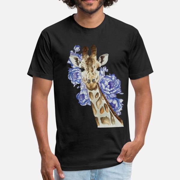 

giraffe with blue flowers t shirt crewneck hiphop sports tracksuit hoodie sweatshirt