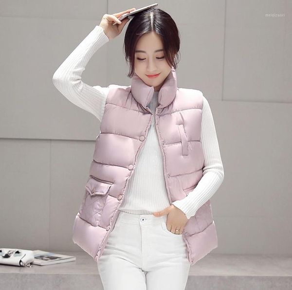 

women winter large pocket button vest women's vest jacket sleeveless down cotton slim waistcoat warm female1, Black;white