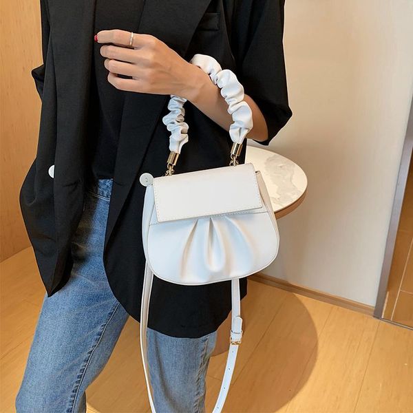 

cross body 2021 fashion high-quality pu leather women's designer handbag solid color pleated tote bag travel shoulder messenger