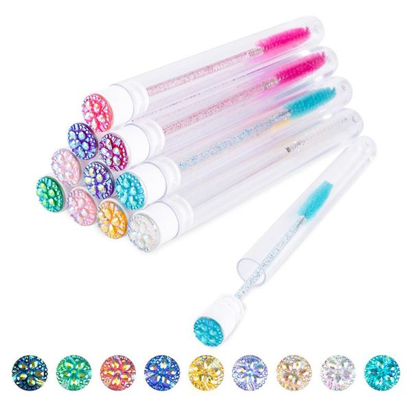 

false eyelashes 10/20pc replaceable eyelash brush for extension disposable eyebrow tube sparkling broken diamond at bottom make up