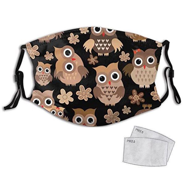 

washable reusable face mask cute owl print warm windproof mouth mask with filter adjustable party protective masks bbyesa sweet07