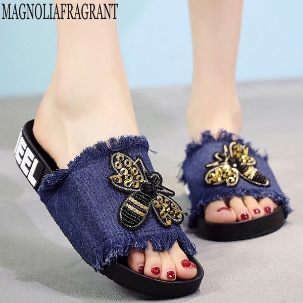 

sandalia feminina bee fashion wild denim slippers women slippers sapato feminino chaussures femme beach platform flip flops c575 x1020, Black