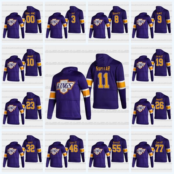 

los angeles kings 2021 reverse retro hoodie jeff carter blake lizotte sean walker michael amadio matt roy drew doughty adrian kempe walker, Black;red