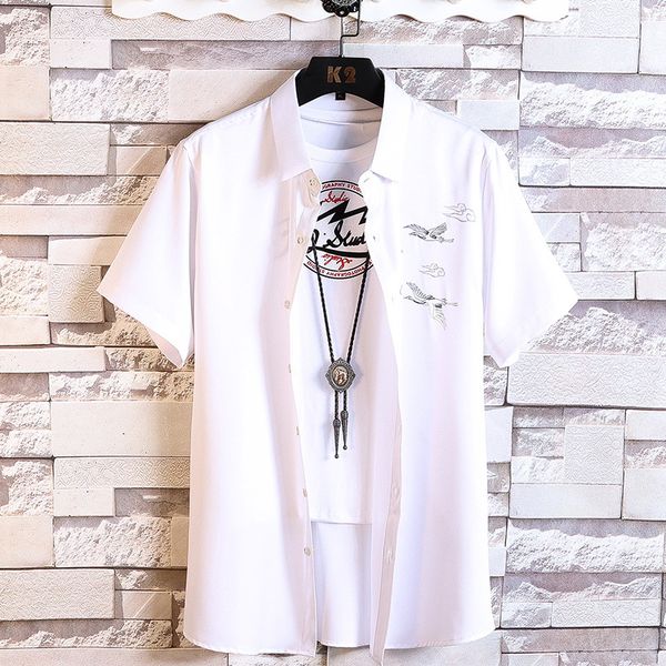 

2021 new fashion design short sleeve of black men beach shirts clothes will see more oversize 5xl 6xl 7xl j35u, White;black