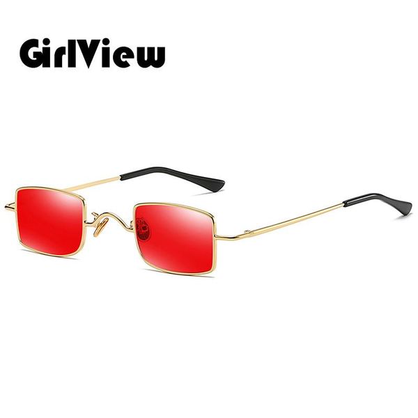 

GirlView Gothic Steampunk Sunglasses Men Women Metal Wrap Eyeglasses Square Shades Sun glasses Mirror High Quality UV400, White;black
