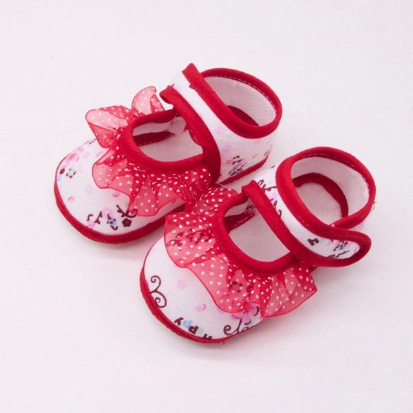 

2021 new newborn baby girls soft shoes soled lace floral print footwear crib shoes1