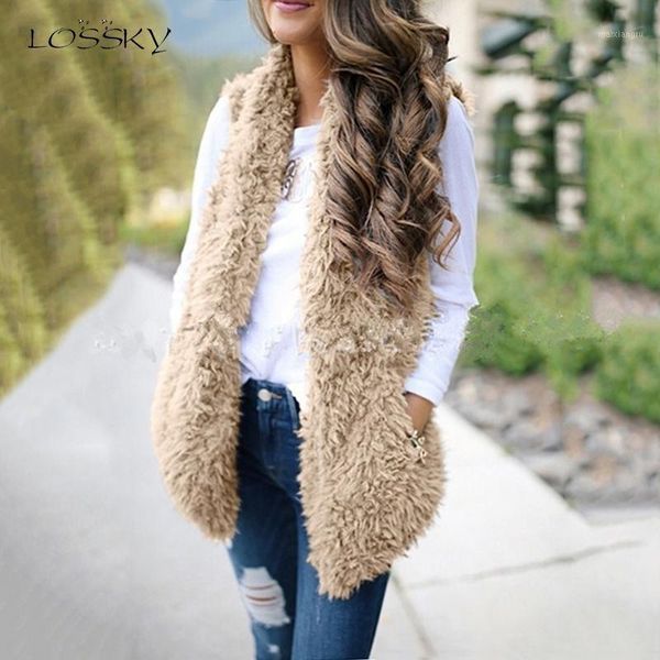 

lossky vests tank women sleeveless cardigan jackets dames fashion ladies black teddy autumn winter plush warm coats 20191, Black;white