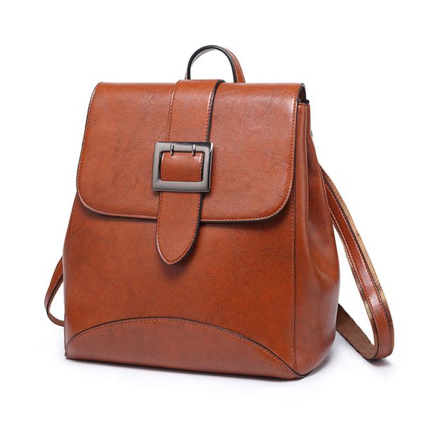 

luxurys designers new style oil wax skin multi function fashion trend women's bag versatile one shoulder slanting backpack