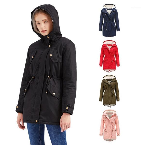 

women's down & parkas women's jacket coat winter fleece outwear hooded warm cozy waist adjustable plus size 5xl women women1, Black