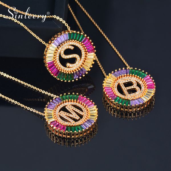 

sinleery gorgeous colorful cz stones s m b letter pendant necklace gold color link chain luxury jewelry beautiful gift cz071 ssh 0927, Silver