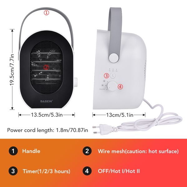 

basein portable heating electric heater silent two-speed deskelectric fan heater mini home office hand body warmer perfections