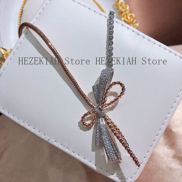 

hezekiah plating 18k rose gold color separation fashion trend ladies bow necklace luxury and prom party ladies necklace ladies, Silver