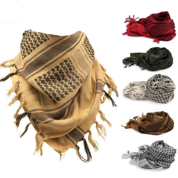 

100% cotton arab keffiyeh shemagh scarf military tactical scarves thickened hijab square windproof bandanas 2016 camping scarf y200110, Blue;gray
