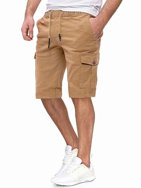 

men flap pocket drawstring bermuda shorts 93az#, Black