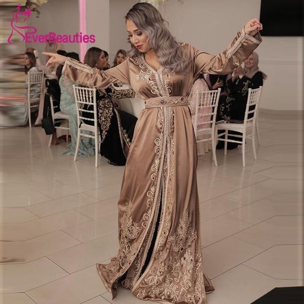 

champane moroccan kaftan evening dresses long 2020 lace appliques mother dress arabic muslim special occasion formal party gowns lj201119, White;black