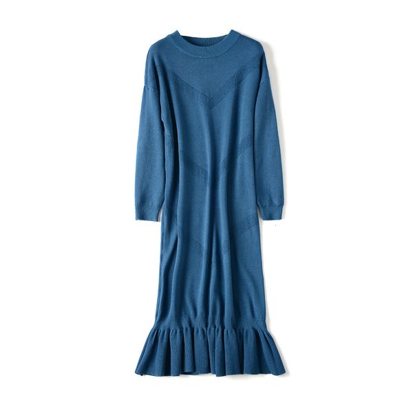 

2021 new autumn winter thick mermaid maxi women o-neck long sweater elegant female a-line slim knit dress 969k, White;black