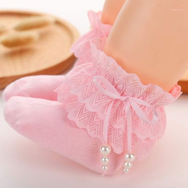 

socks sweet baby girl princess girls lace ruffle retro frilly pearl bow kids winter spring cotton sock1, Pink;yellow