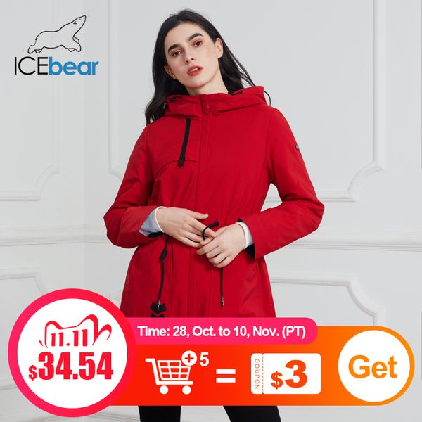 

icebear new sports ladies casual jacket windproof warm spring parka hooded jacket gwc20115d 201103, Black