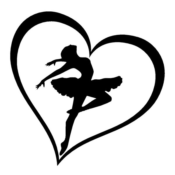 

16.6cm*16.6cm ballerina heart fashion vinyl car sticker black/silver s3-5451