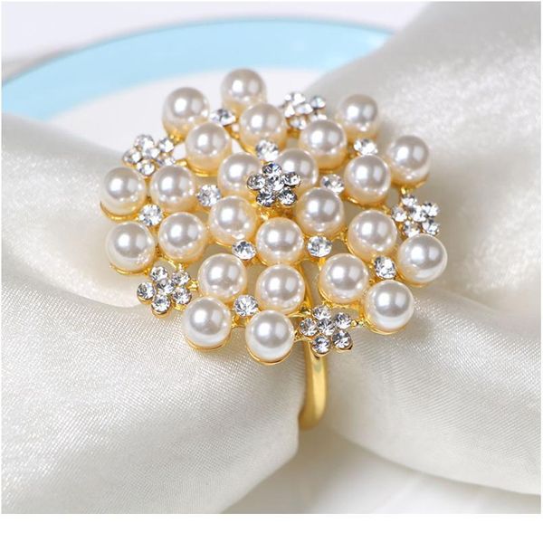 

new white pearl napkin ring beaded wedding napkin ring for table decoration qylbte