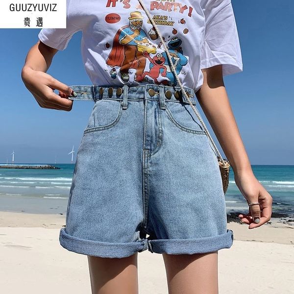 

guuzyuviz casual 5xl plus size denim jeans woman jean shorts women summer high waist short feminino spodenki damskie y200822, Blue