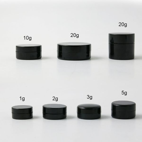 50 x portatile da viaggio piccolo 1g 2g 3g 5g 10g 20g vaso di plastica nera per crema contenitore per trucco contenitore per unghie cosmetico perline 201013