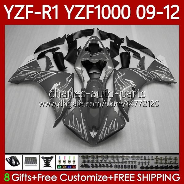 Bodywork Kit für Yamaha YZF-R1 YZF R1 1000 CC YZF-1000 09-12 Körper 92NO.150 YZF1000 YZF R 1 2009 2010 2011 2012 1000cc YZFR1 09 10 11 12 Motorradverkleidung metallisch grau