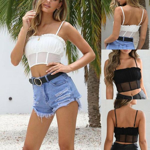 

hirigin women crop tee casual solid tank lady sleeveless crop camis1, White