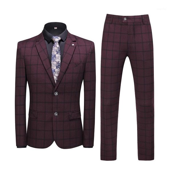

fashionable men's plaid suits gray blue slim fit men business banquet suit set size s m  xl xxl xxxl 4xl 5xl male wedding suit1, White;black