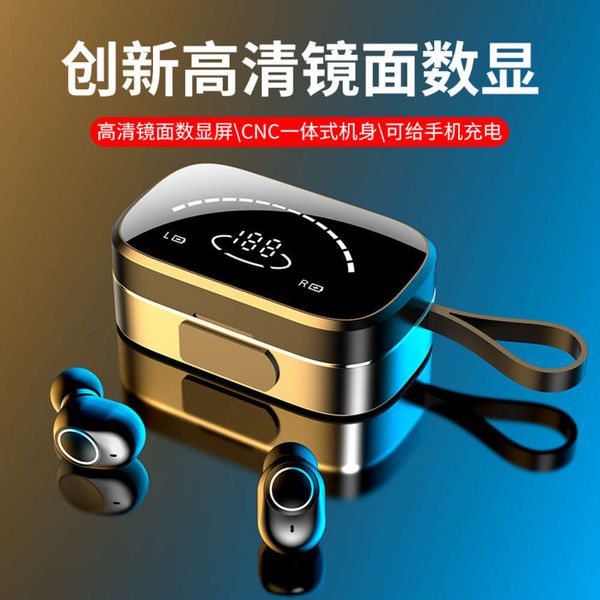 

hd ear bluetooth in mirror 5.0 tws mini digital display headset with lanyard