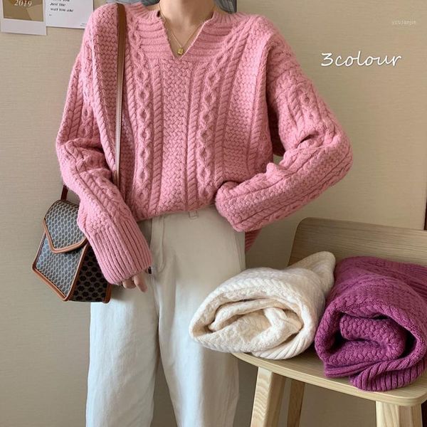 

sweater women joker v-neck sweater in winter 2019 qiu dong outfit new han edition web celebrity ins brim loose knit a female1, White;black