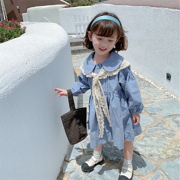 

grasshopper 2020 new autumn princess dress children'schildren's dresskorean children's clothing nubaostyle lapel skirt dress, Black;gray