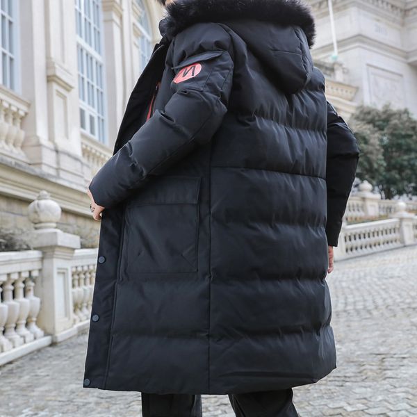 

2021 new long parkas cotton winter coat for men bomber jackets thick parka homme skin with hood k236 vp5t, Black