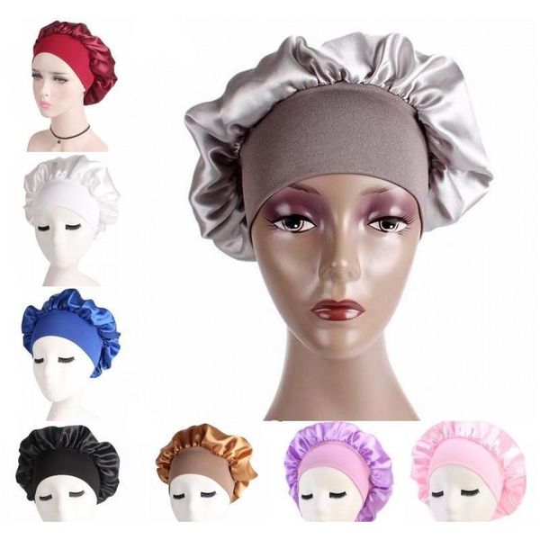 

women bonnet chemo cap designer durag hats durags muslim satin breathable bandana sleeping turban hat womens headwra wmtgcq whole2019, Blue;gray