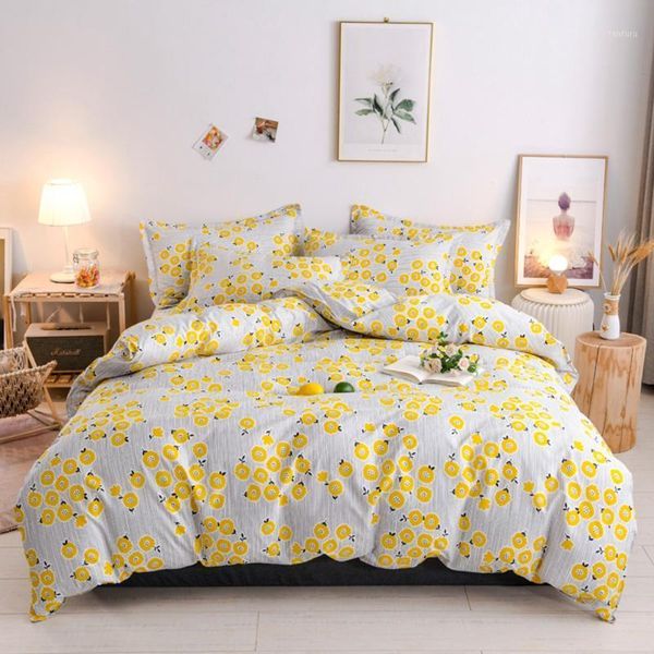 

flower bedding set yellow duvet cover bed linen single  king size bedclothes1