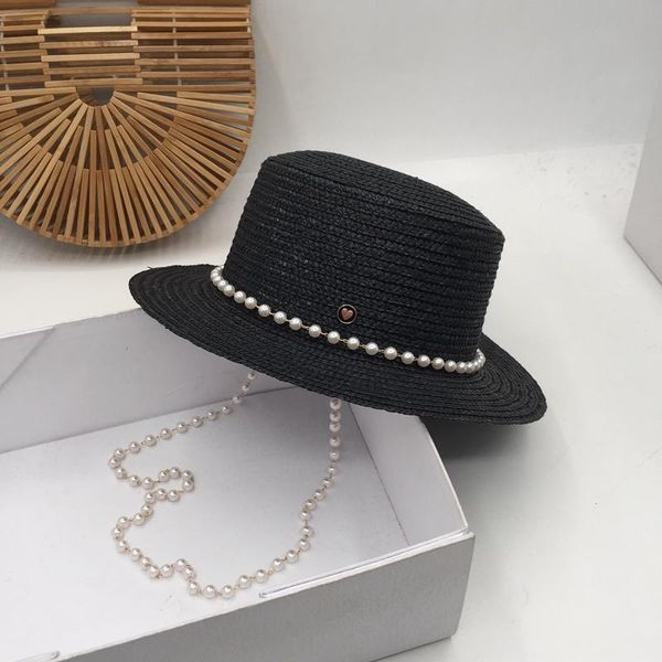 

spring, summer, the new black straw flat-ed hat trill with hat woman holiday beach sun, Blue;gray