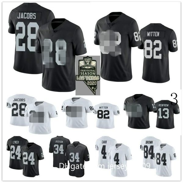 

2020 патч окленд рейдер 4 дерек карра 28 джош джейкобс футбол джетки 11 генри руггос iii 98 maxx crosby 75 длинные renfrow wited 09, Black;red