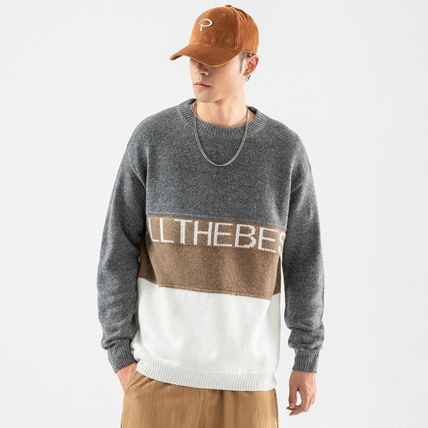 

fashion classic o-neck sweater men's oversize pull plus size -5xl 2020 long sleeves pullover for autumn spring winter1, White;black