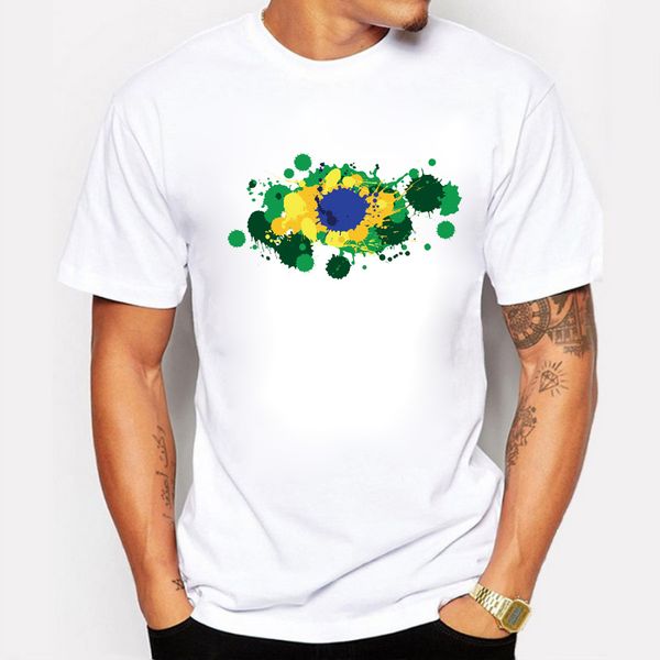 

blwhsa brazilian flag ink traces printed men's hip hop short sleeve o neck confortable for sport hooded sweatshirt hoodie men t shirt