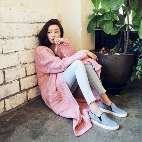 

kduxb spring website knit south korea sweater 2020 magazine long edition cardigan plain korean pocket versatile loose new official sweater s, White;black