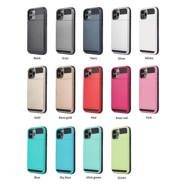 

anti-knock hybrid card slot holder case for iphone 12 pro max 11 pro xs max xr x bbylhd yhshop2010