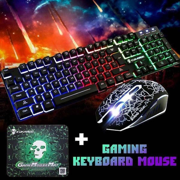 

colorful backlight usb keyboard kit wired gaming keyboards 2400dpi led gaming mouse combo with mouse pad mix backlit mice1