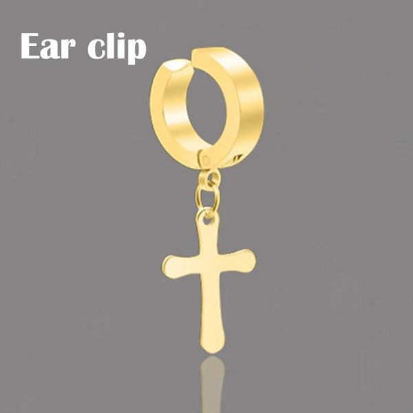 

1 шт панк крест шестигранной звезды подвеска круглые серьги для женщин / мужчин простой нержавеющей стали серьги готические street pop jewel, Black;white