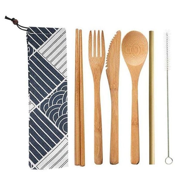 

new lift style bamboo cutlery set spoon knife fork reusable healthy travel disposable eco friendly biodegradable qyltmt hxclothes