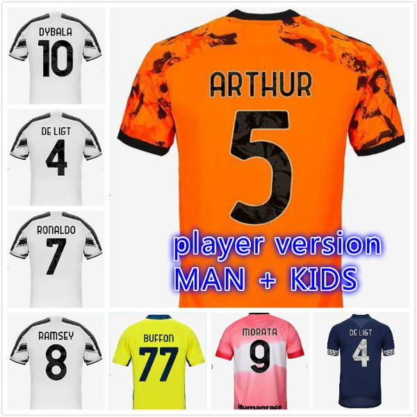 

man kids kits 20 21 de ligt soccer jersey mckennie bentancur kulusevski arthur buffon chiesa rabiot morata dybala 2020 2021 football shirt, Black;yellow