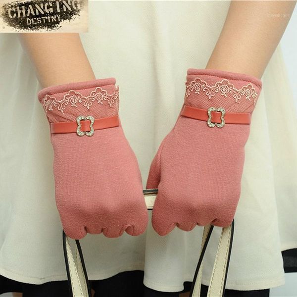 

winter fashion women' touch screen glove ladies lovely cotton keep warm mittens multi-color gloves for females1, Blue;gray