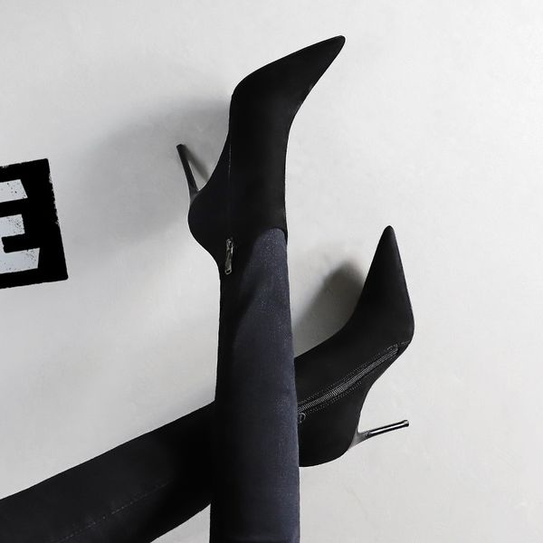 

2021 new arrival women boots genuine leather boots fashion pointed toe high heels mixed colors ankle boots, Black