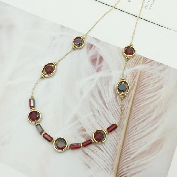 

fashion simple style bead choker necklace 4 colors crystal statement necklaces gold plating chain women jewelry mrs win, Silver