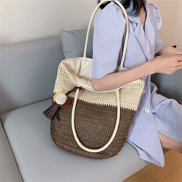 

leisure tassel women bags wikcer woven handbags large capacity straw